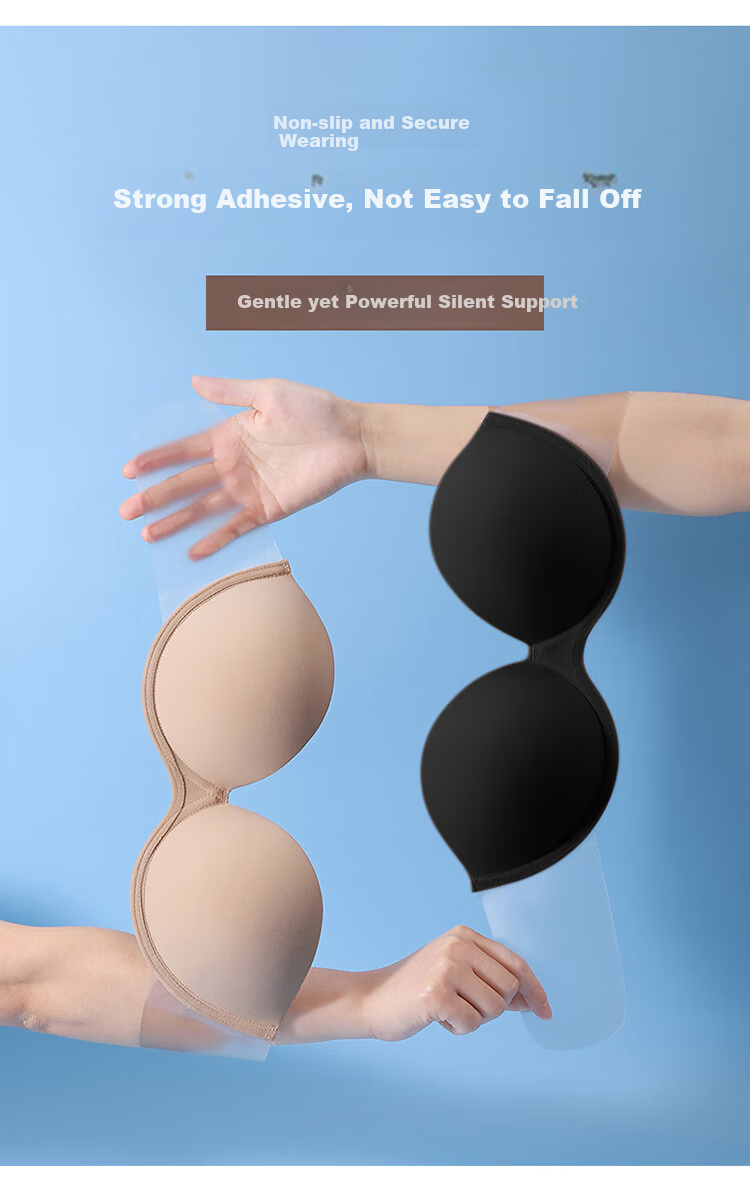 LangSha Breast Petals Adhesive Bra for Women, Summer Large Breast Strapless Bra, Wedding Dress Formal Wear, Small Chest Push-Up Invisible Lift 3