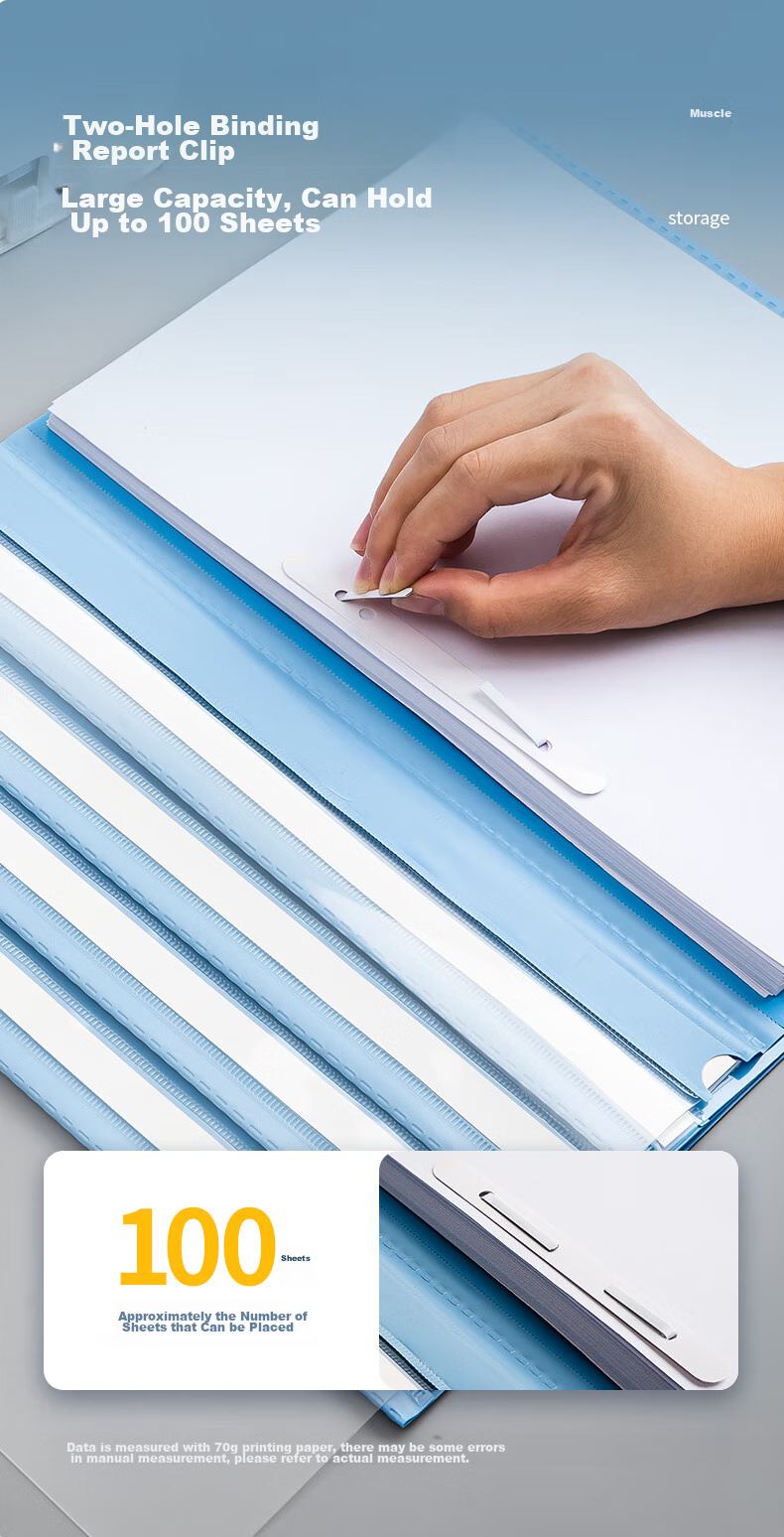 Jindeli 5 A4 File Folders, Report Folders, Organizers, Loose-Leaf Plastic Binding Strips, Two-Hole Punchers, Simple File Binding Strips, Pressure Strips, Two-Hole Loose-Leaf Clamps, Blue, LW320 4