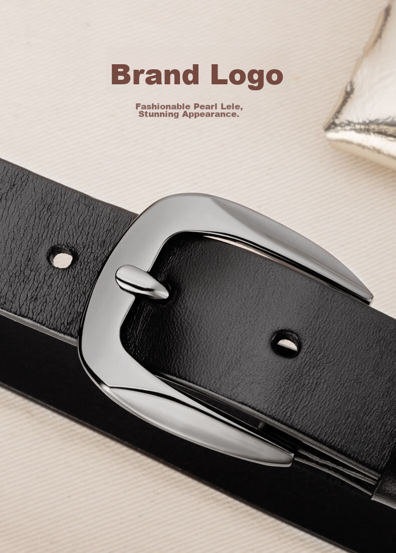 Cattlesboss Women's Belt, Top-Grain Leather, Simple And Versatile, Decorative Accessory for Jeans, 5335, Black, 105cm 9