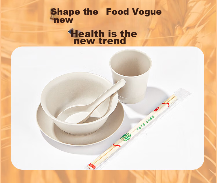 SHUANG YU Disposable Tableware Set for 10 People [Paper Cups + Paper Bowls + Chopsticks] Picnic Camping Disposable Tableware 5