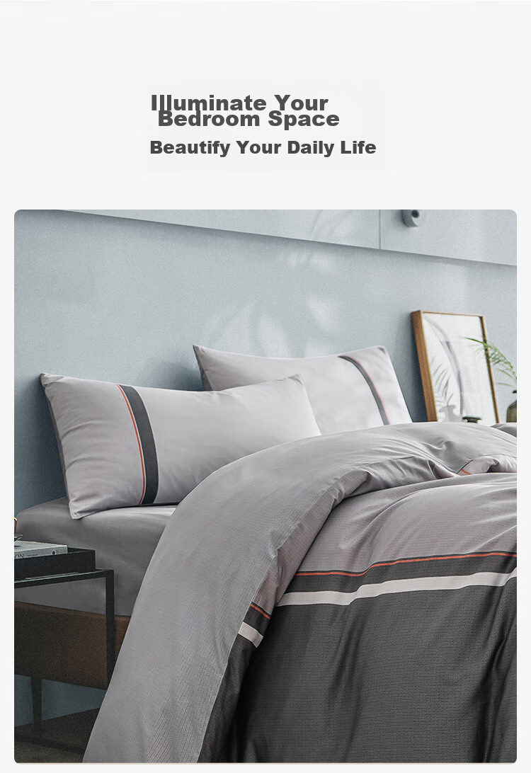 JD Original 100% Pure Cotton Four-Piece Bedding Set, All-Cotton Bedsheet And Duvet Cover, Antibacterial Bedding Set, 220*240cm, for 1.8/2 Meter Beds, Philadelphia Silhouette Patter 18
