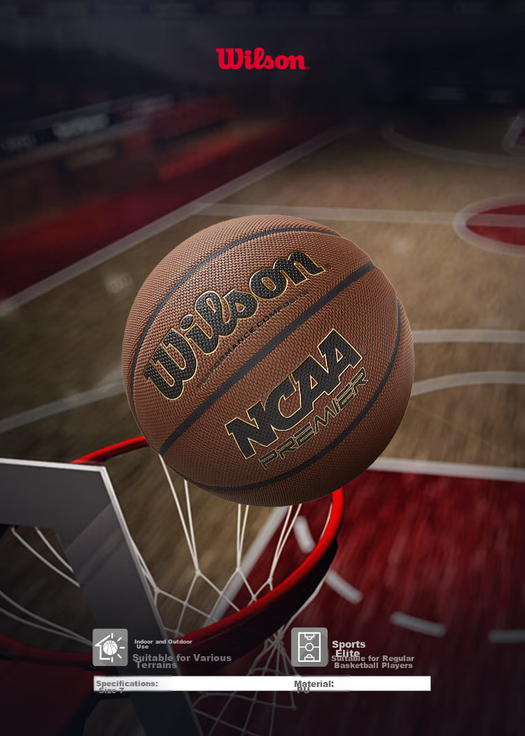 Wilson NCAA LEGEND Series Adult Basketball, Indoor And Outdoor Use, Size 7 Ball 1