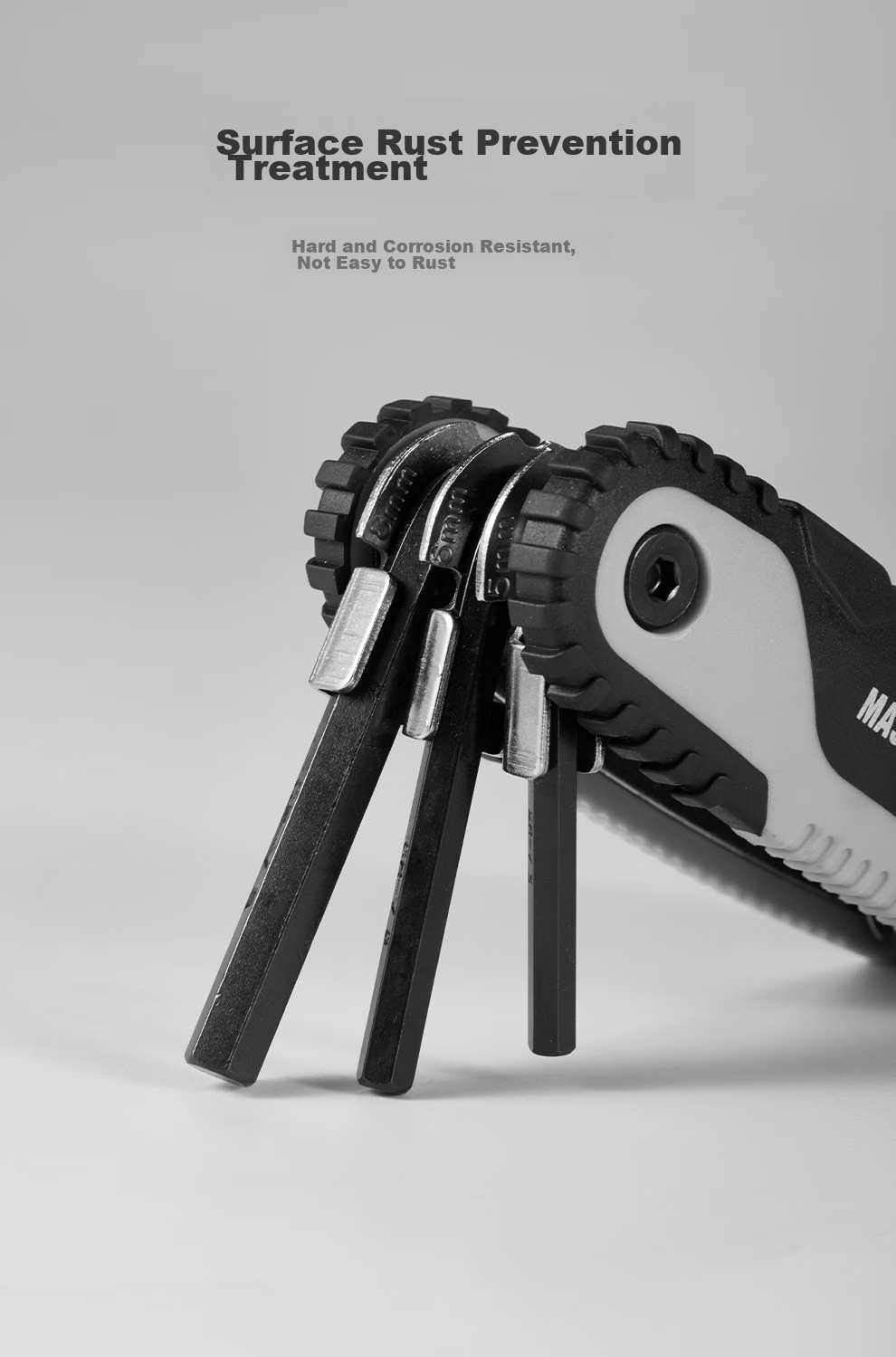 MASTERPROOF Folding Hex Key Set, Foldable Flat-Head Metric T-Shaped Hex Key, Bicycle Repair Tool 7