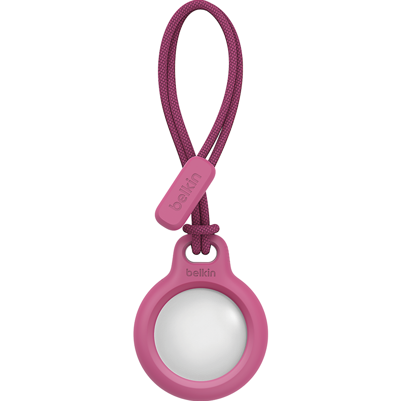 BELKIN AirTag/AirTag2 Lanyard, Apple Anti-Loss Device Airtag Keychain, Luggage Tracker, Silicone Dirt-Resistant Shockproof Case Protection, F8W974 Pink