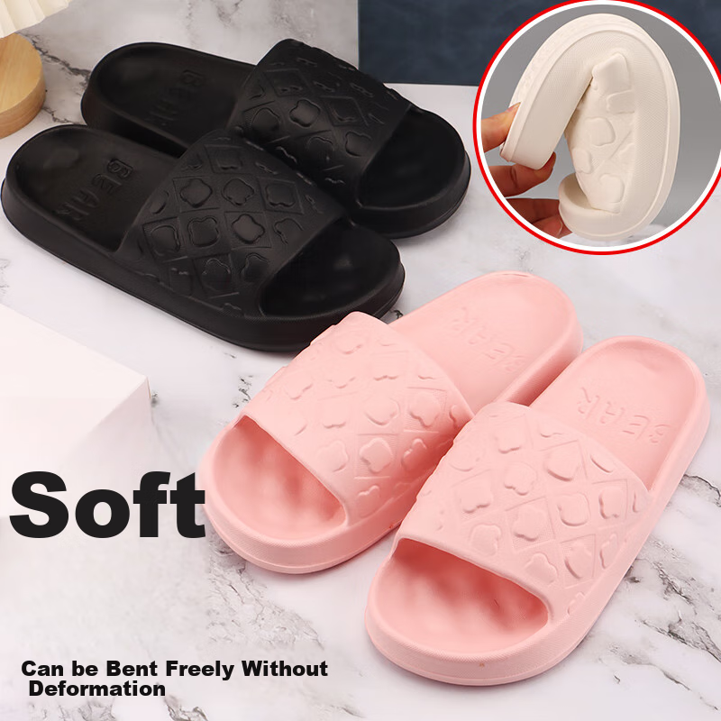 IQGD Slippers Sandals for Women, Floor Slippers with Soft Soles, Non-Slip Bathroom Slippers for Couples, Home Use 2456 Black Size 38-39