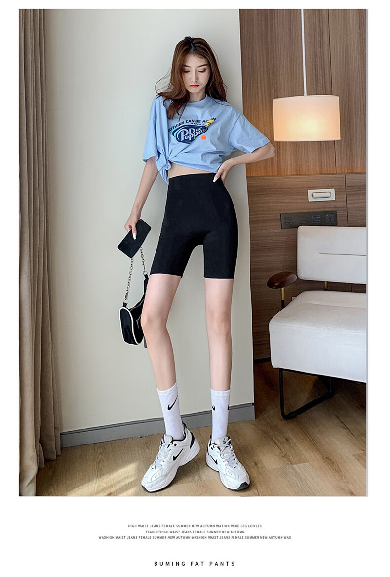 LangSha High-Waisted Tummy Control And Butt-Lifting Shorts for Women, Thin Seamless Shark-Shaped Floating Safety Shorts, Knee-Length Undershorts 23