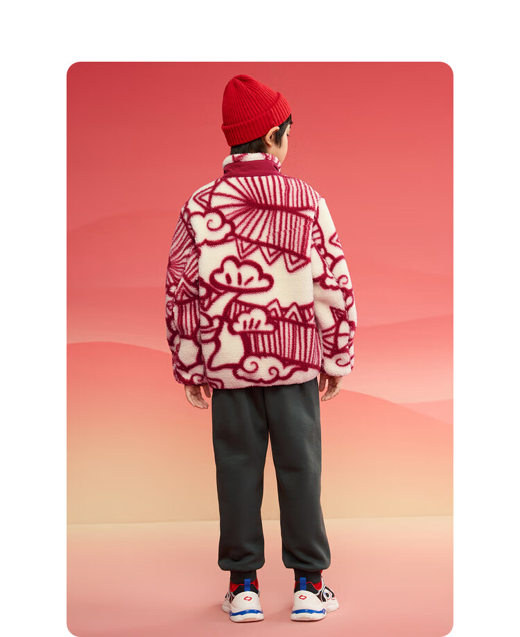 BALABALA Children's Clothing, Kids' Outerwear, Spring Wear for Boys And Girls, Baby Fleece Jacket, Parent-Child Casual Early Spring Red 8