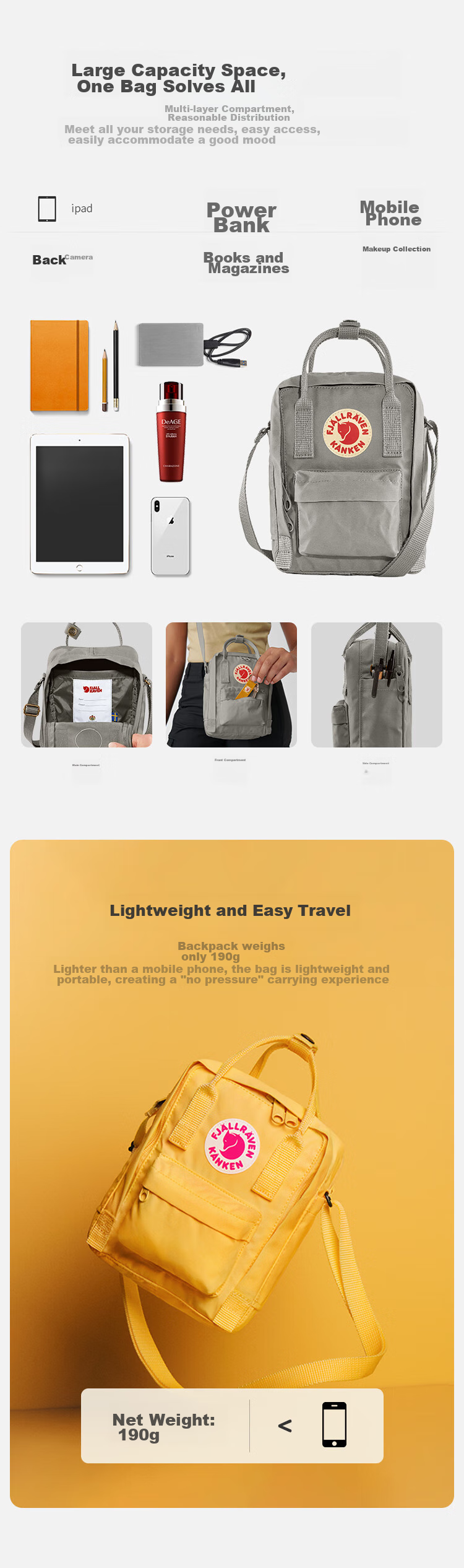 FJALLRAVEN Crossbody Bag, Streetwear Shoulder Bag for Men And Women, School Bag 23797-021, Misty Gray, 2.5L 4