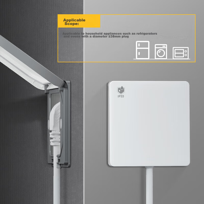 DELIXI Switch Socket, 86-Type Recessed Socket, Built-In Hidden Socket for Refrigerator, Waterproof, Space Gray, 10A, Five-Hole