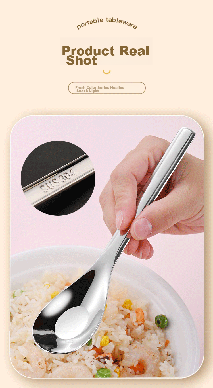 Shihua 304 Stainless Steel Chopsticks And Spoon Portable Cutlery Set, Student Portable Chopsticks And Spoon Storage Box Three-Piece Set 6