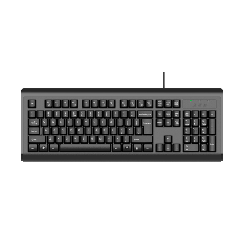 A4TECH KB-8A, 104-Key Wired Keyboard, Membrane Keyboard, Computer Keyboard, Office Keyboard, Good Typing Feel with Large Backspace Key, USB Interface, Black, Wired
