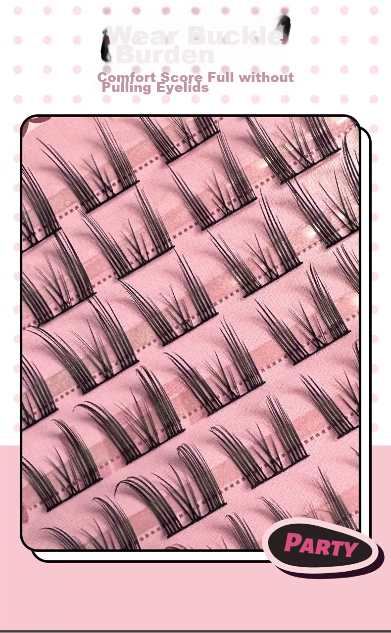 Lishu False Eyelashes, Natural-Looking, 72 Clusters, Cartoon Style, Long Length, No Glue Needed, Tweezers Included 4
