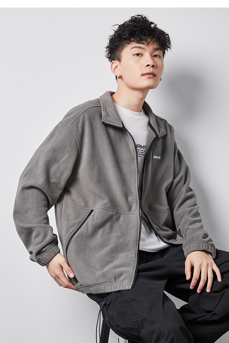 TonLion Men's Sherpa Fleece Jacket, Stand Collar, Loose Casual Jacket, Elegant Gray/second Batch, Size L 20