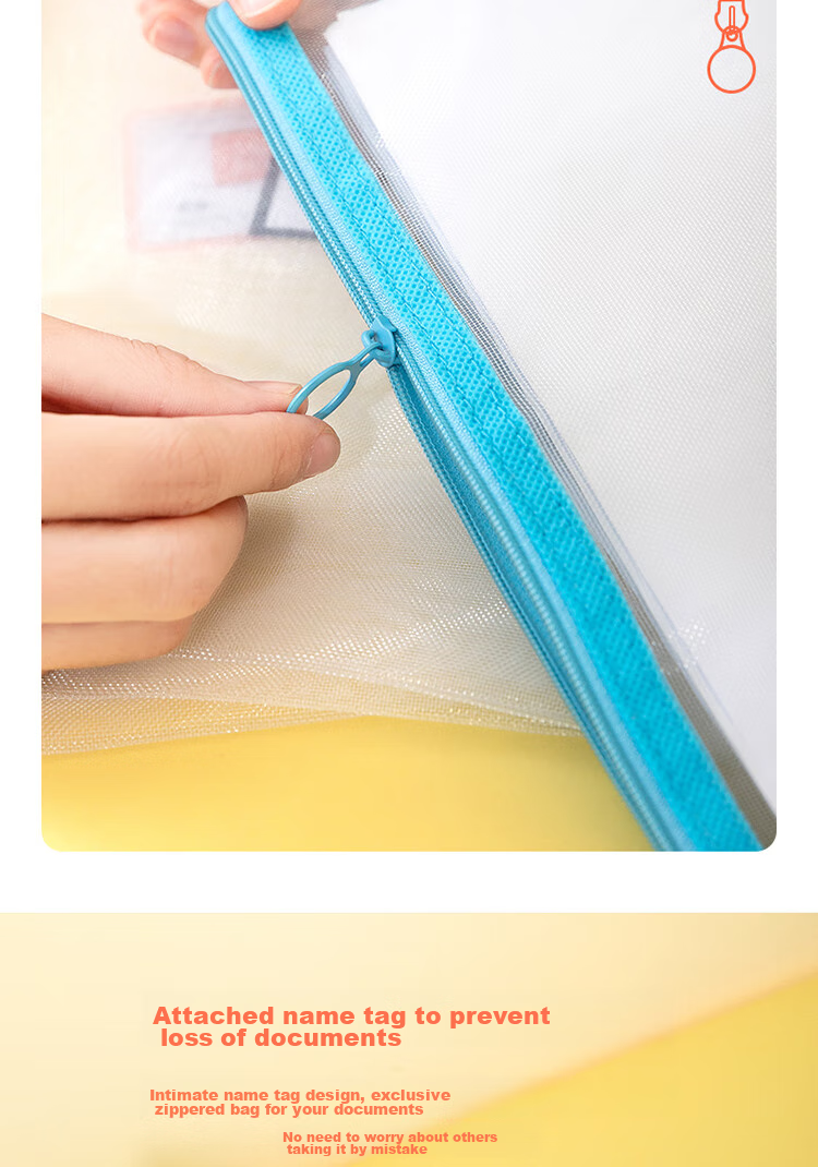 Deli Transparent Mesh Zipper Pouch, Student Exam Paper Sorting Stationery Bag/document Folder, File Storage Bag, Random Color School Supplies Gift 7
