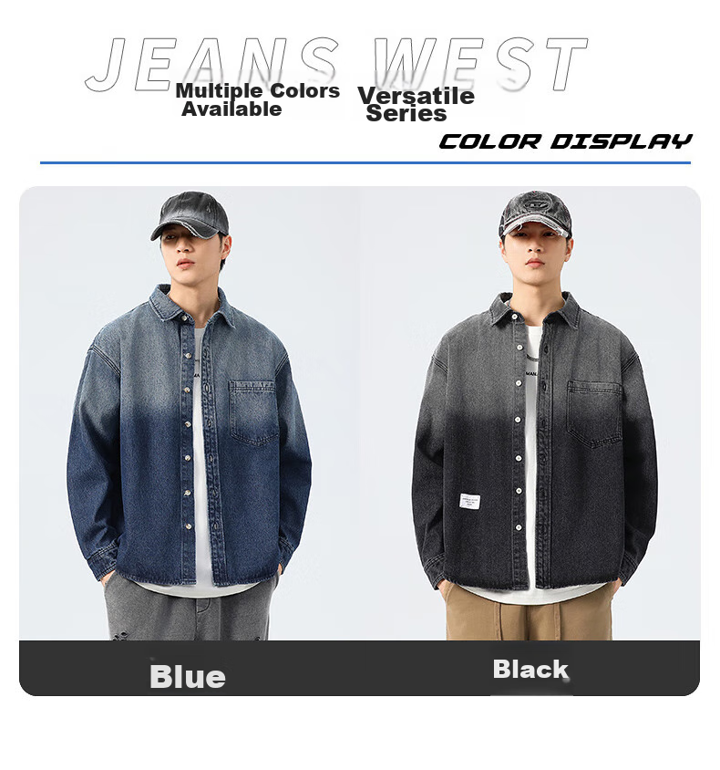 Jeanswest Men's Jacket 2026 Spring Summer Loose Simple Fashion Men's Denim Jacket Retro Blue L 7