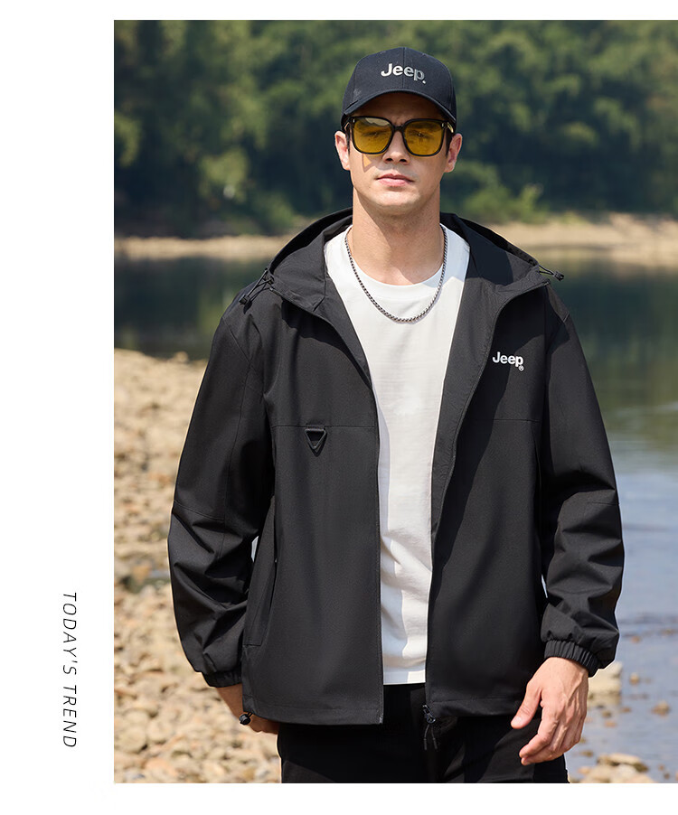 JEEP Outdoor Mountain Series Spring And Autumn 2026 Men's Sports Jacket, Loose-Fitting Hooded Cardigan Coat for Me 14