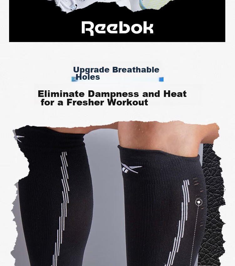 Reebok Calf Sleeves for Men And Women, Sports Leg Guards for Running, Knee Pads, Basketball And Soccer, Elastic Compression Support Gear, Cycling, Gray, Size L 8