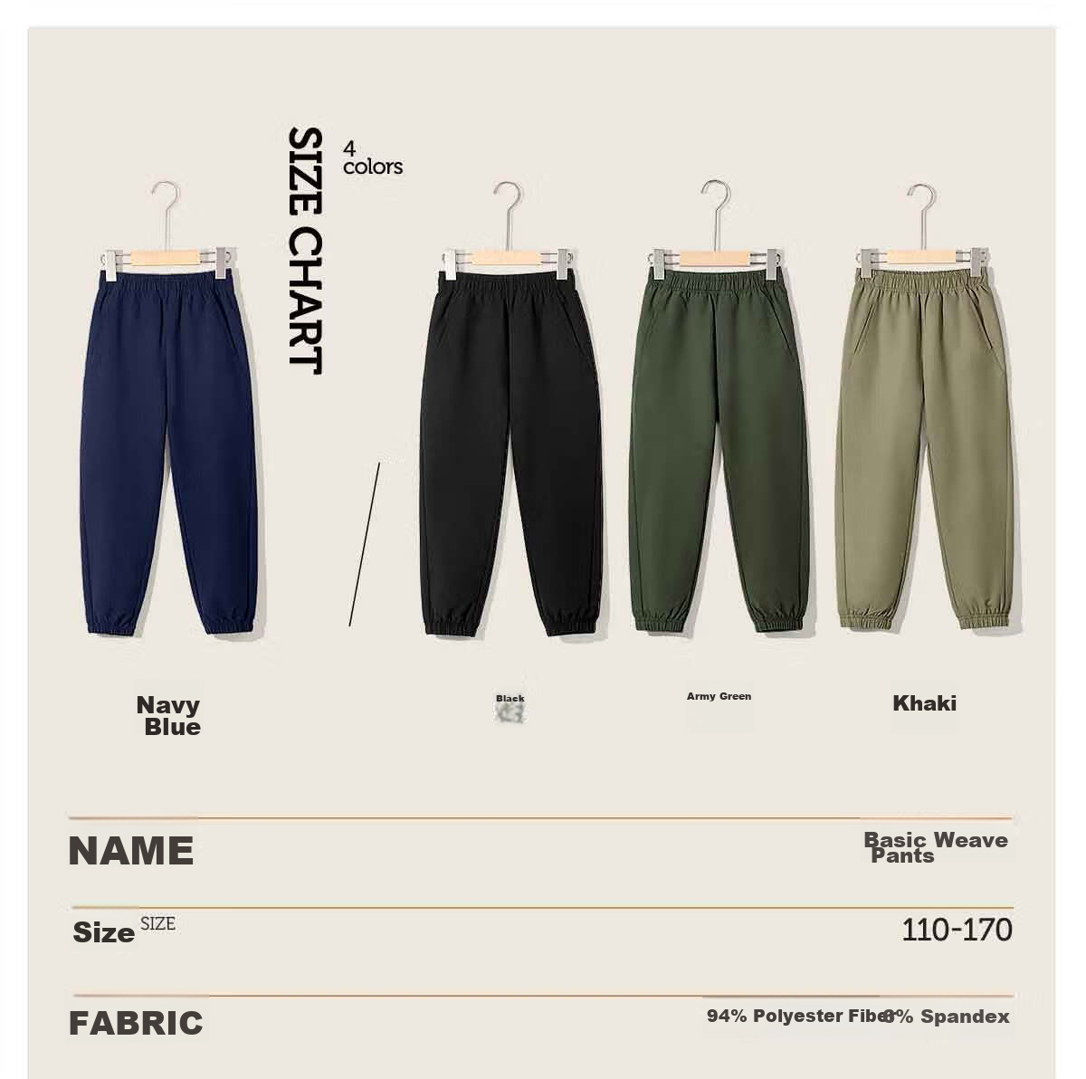 Baleno Boys' Pants Spring And Autumn 2026 Style, Children's Outdoor Sports Waterproof Cargo Pants, Hiking Pants, Kids' Tapered Casual Trousers 18