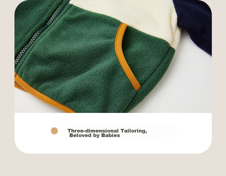 ASK JUNIOR Boys' Jacket, 2026 Autumn Toddler Color-Block Fleece Coat, Children's Preppy Style Hooded Outerwear 19