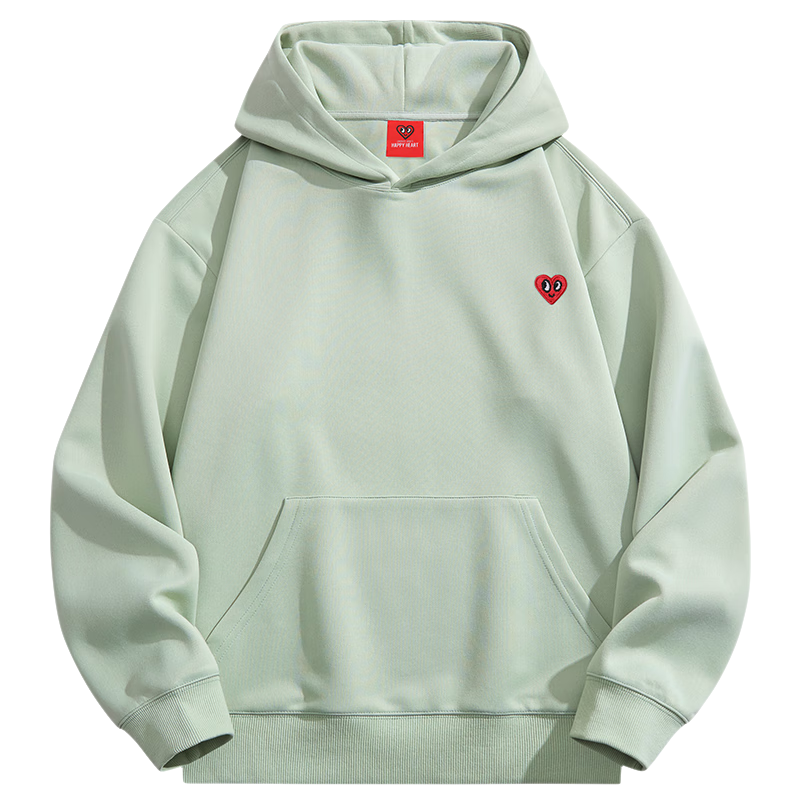 Chaersitaoxin Hooded Sweatshirt for Men And Women, Couple Matching Style, Solid Color Basic Versatile Fleece-Lined Thick Pullover Top, Light Green, Size S