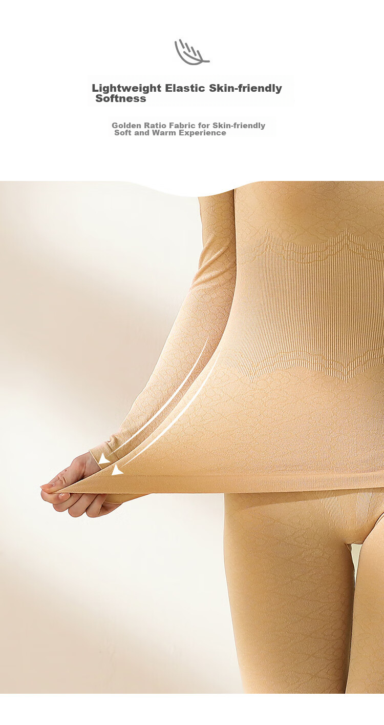 LangSha Women's Thermal Underwear Set: Seamless Cotton Autumn Top And Pants, High-Elastic Slim-Fit Base Layer, Women's Thermal Undergarments 8