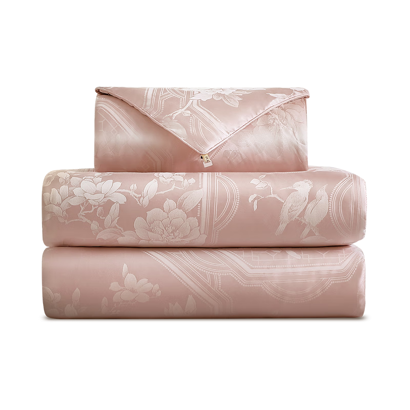 FUANNA 100% Silk Comforter Spring And Autumn Quilt Jacquard Antibacterial Double-Layer Duvet Two-In Bedding 203*229cm Huajia