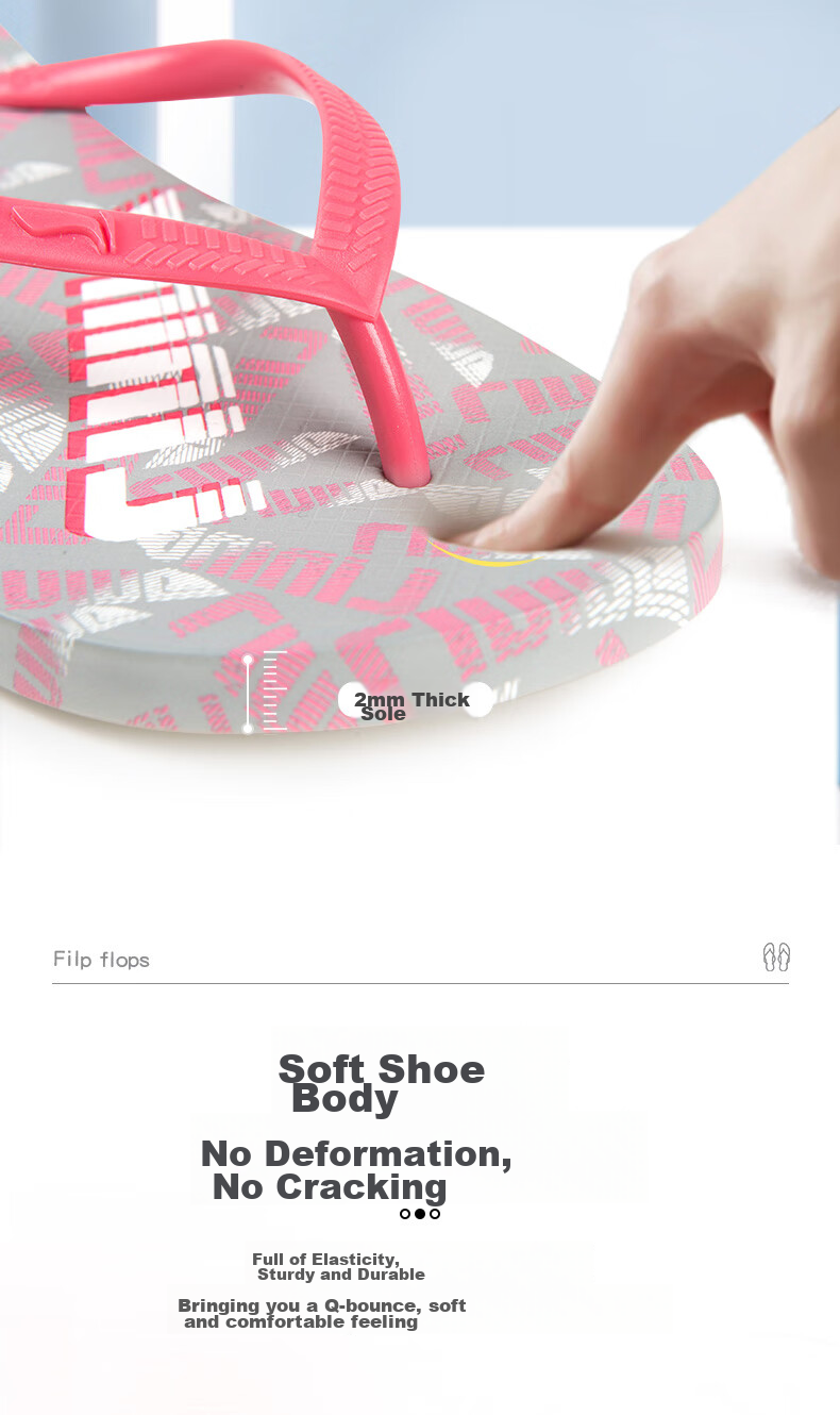Li-Ning Flip-Flops, Women's Summer Outdoor Wear, Thong Sandals, Non-Slip Fashionable Slippers, Beach Shoes, Sandals 9