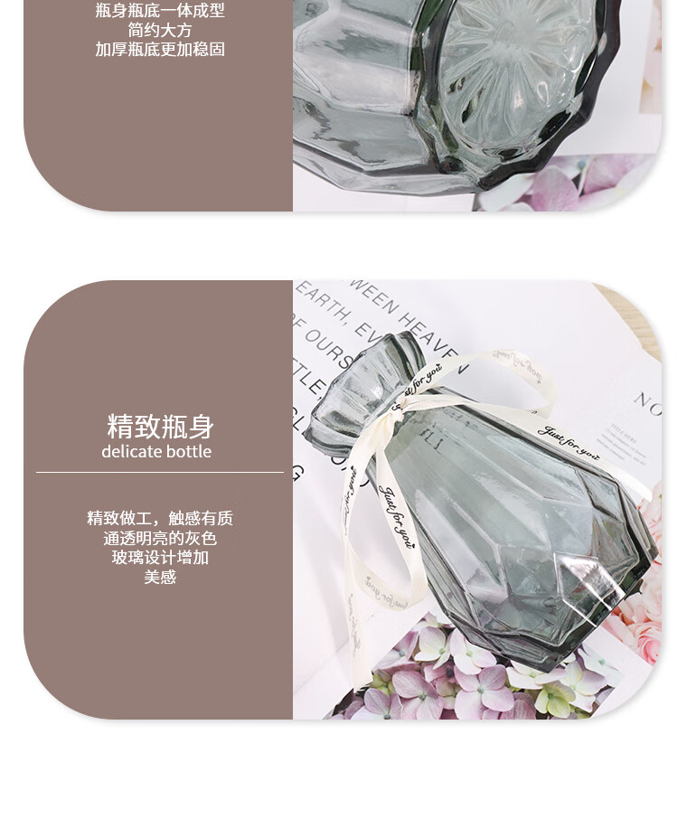 TaTanice Glass Flower Vase Artificial Flower Vase Hydroponic Vase Rose Lily Lucky Bamboo Living Room Decoration 2