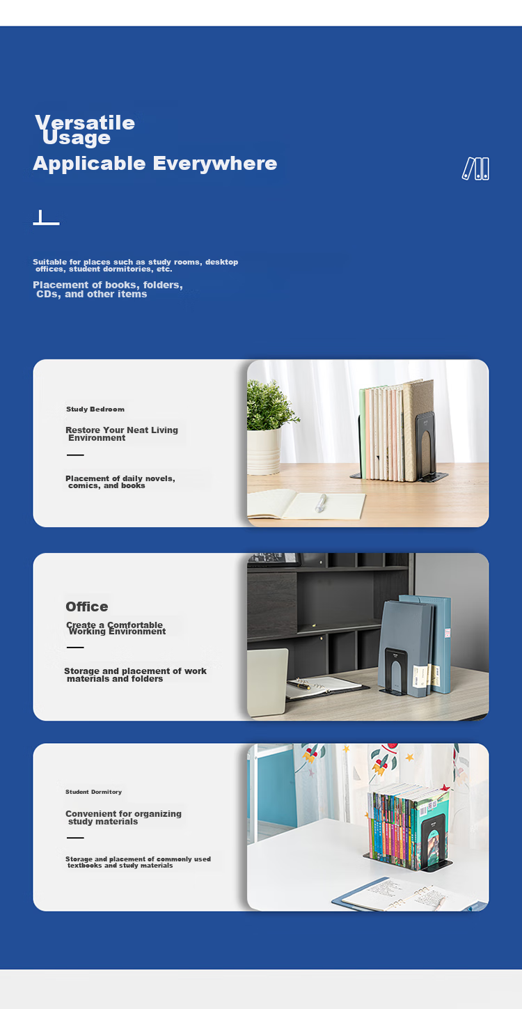 Deli 7-Inch (17cm High) Metal Desktop Bookend Storage Rack, Office Desk Organizer, Study Supplies, 2 Pieces/office Supplies, Blue 8