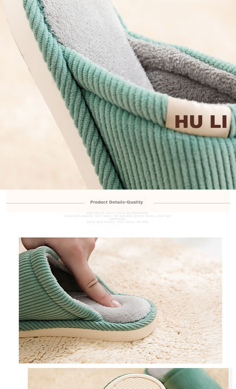 Huili Cotton Slippers for Men And Women, Fleece-Lined, Autumn And Winter Indoor Use, Odor-Resistant, Non-Slip, Warm Cotton Slippers HL0006 Leather Red Size 40-41 4