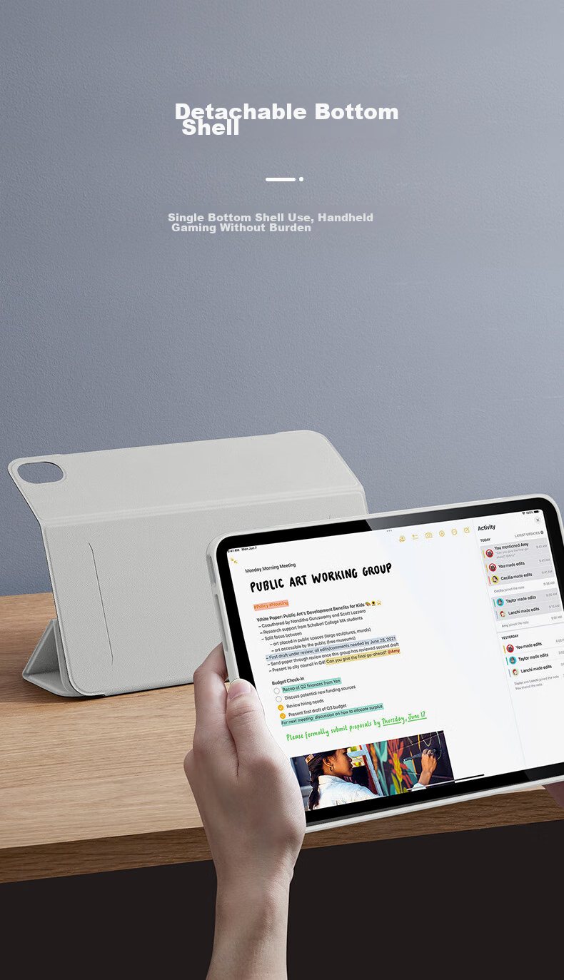 ESR Compatible with IPad Air 8/7/6/5/4 Case, 11-Inch 2026/25 [Detachable Magnetic Cover], M4 Apple Tablet 10.9 Full Protection Shockproof Stand White 7
