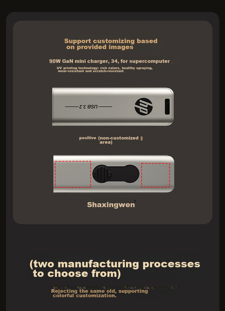 HP 32GB USB3.2 Flash Drive X796W, High-Speed Read And Write, Multifunctional for Study And Office, Computer And Car Metal USB Drive 3