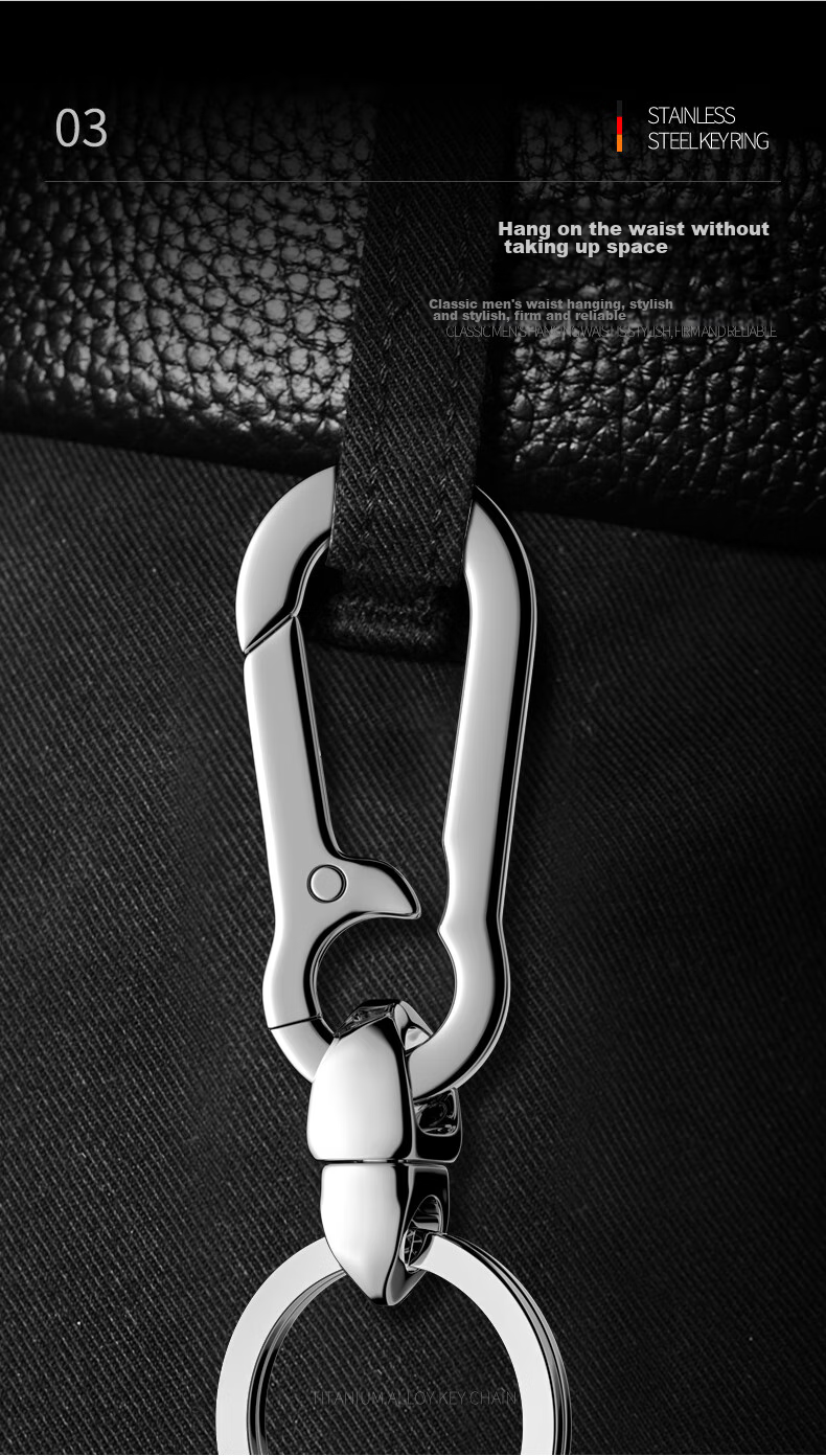 Laiben 304 Stainless Steel Universal Keychain, Men's Waist-Hanging Car Key Ring, High-Quality Key Fob, Creative Pendant 5