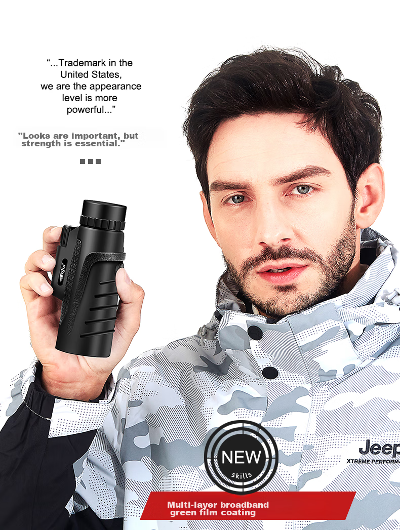 BIJIA Monocular Telescope, 10X42DF, Concert Viewing, High Magnification, High Definition, Large Aperture, Night Vision, Waterproof, Portable Binoculars 1