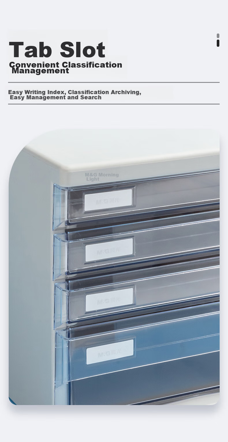 M&G Stationery, 4-Tier Desktop File Cabinet, Drawer-Style Handle A4 Document Storage Cabinet with Index Labels, Office Supplies, Gray Single Pack ADM95295 6