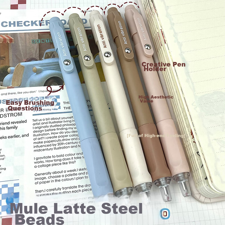 Mule Retractable Gel Pen, Vintage Color, 0.5mm Gourd Tip, Drawing And Journaling Pen, Colored Gel Pen, Multi-Color Stationery Marker, 3-Pack M-8922 1