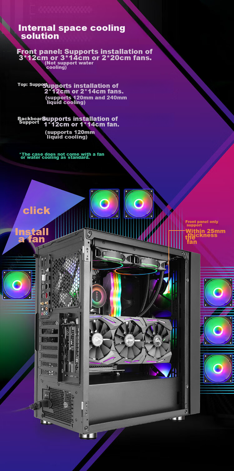 SAMA Zhuqueair Desktop Computer Case, Front Iron Mesh/Double-Sided Cooling Holes/6 Fan Positions/Wide Hardware Support/ATX Motherboard 240mm Water Cooling Vertical GPU Installatio 6