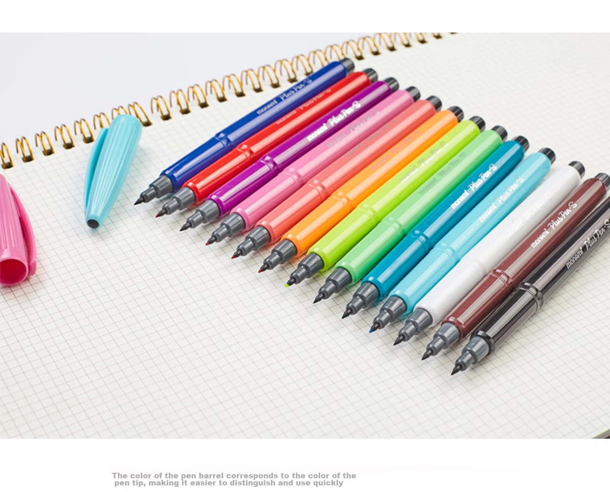 Monami Fiber Pen, Water-Based Outline Pen, Colored Gel Pen, Journal Pen, 0.4mm, 12-Color Set, 04031Z12, Watercolor Pe 10