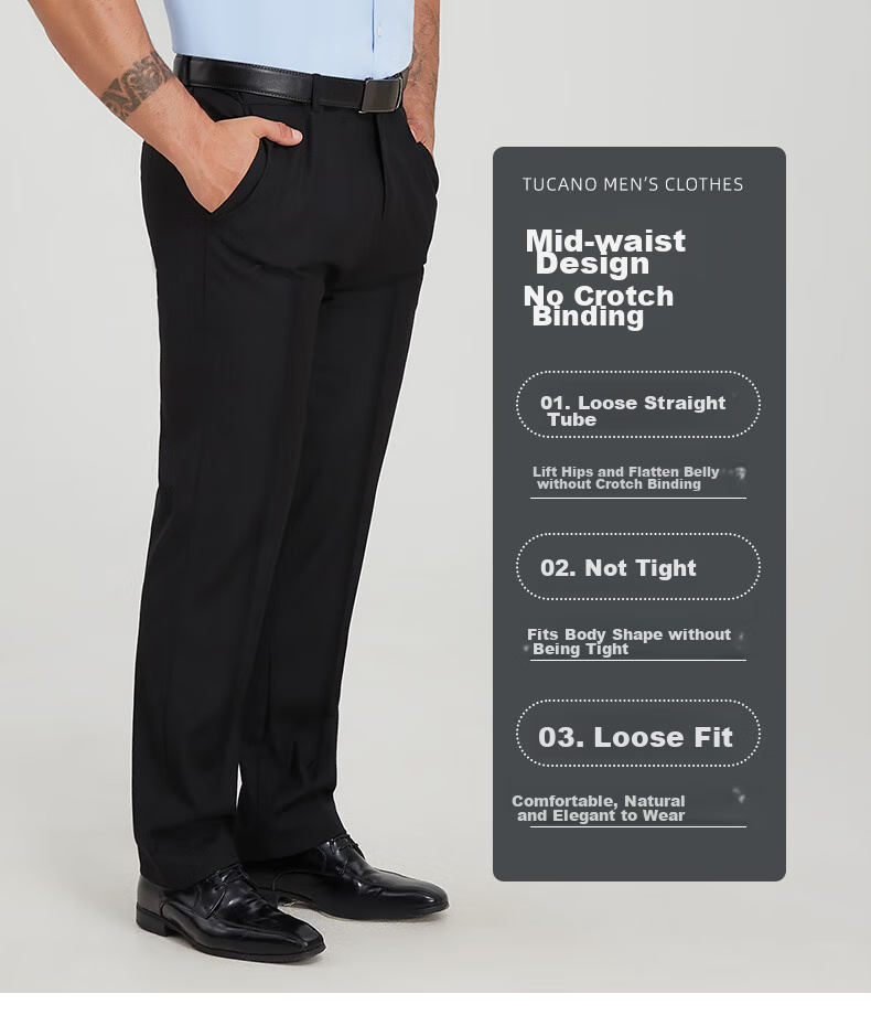 Dibinze Large Size Dress Pants for Men, Plus-Size Business Formal Wear, Loose Straight-Leg Black Suit Trousers for Overweight Men, Black, 9XL 1