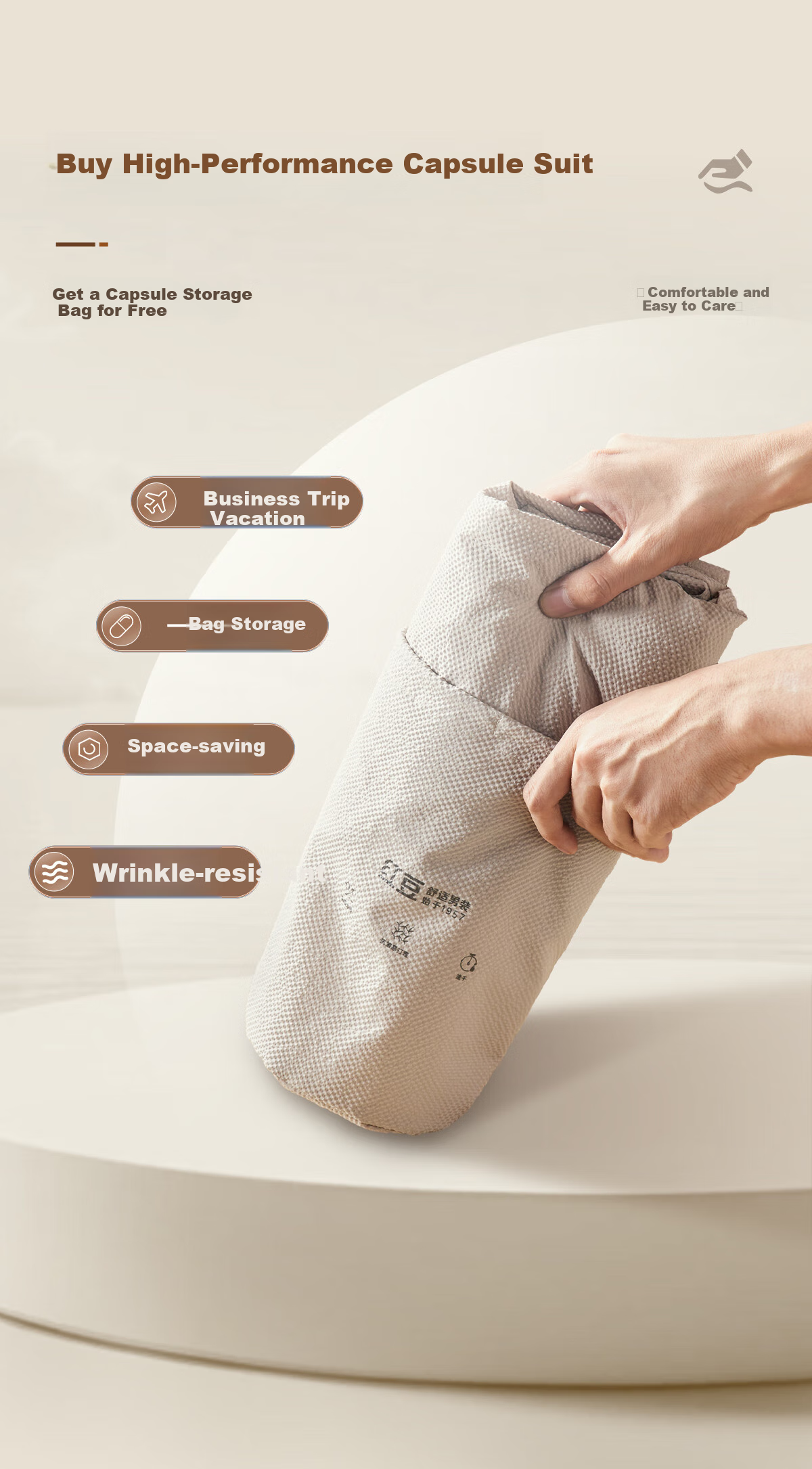 Hodo Men's Suit, Machine Washable, Easy-Care Sun Protection Capsule Suit, Casual Men's Jacket with Capsule Storage Bag 6