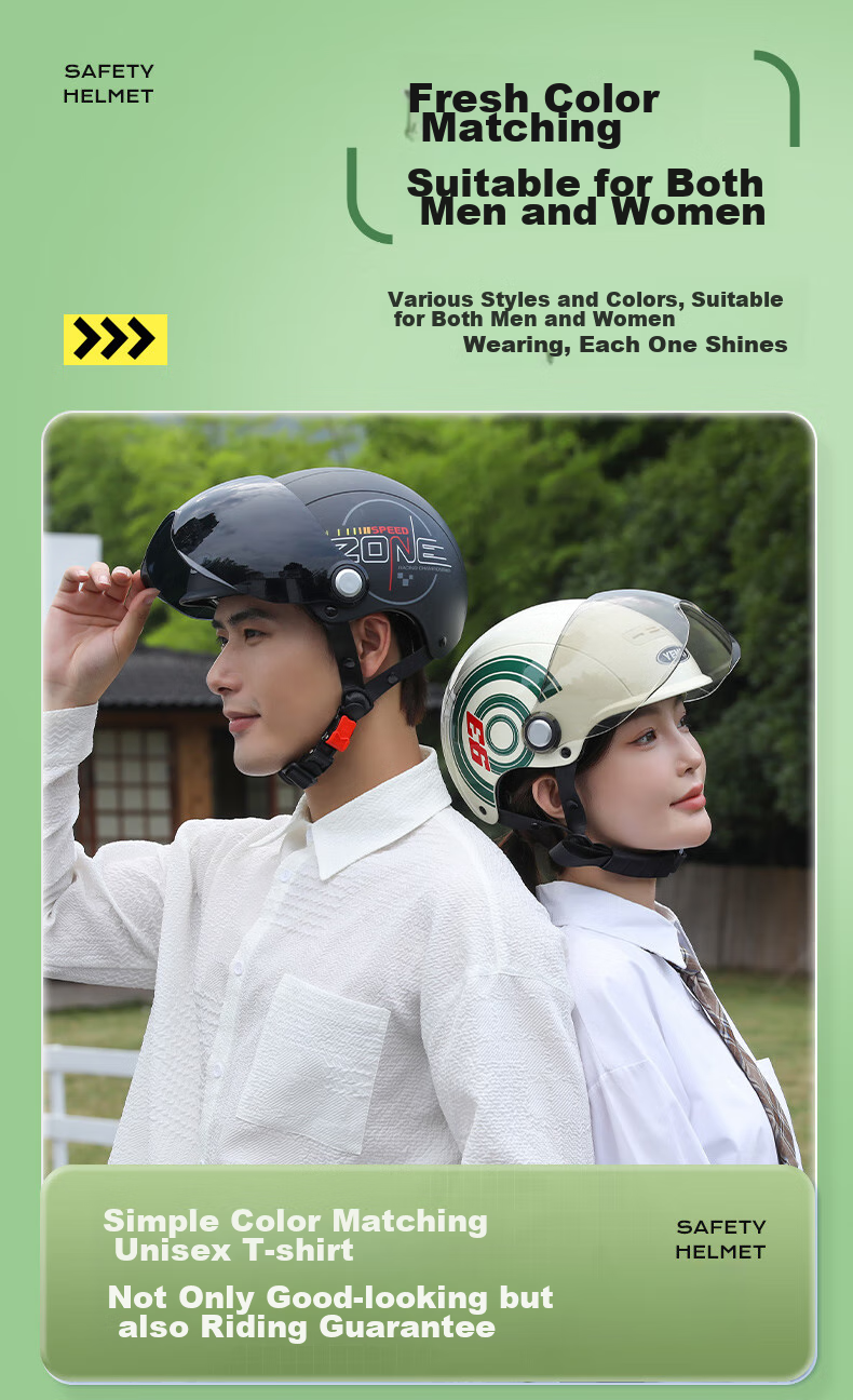 YEMA 3c Certified New National Standard Class A 362S Electric Vehicle Helmet, Women's Summer Sun Protection Motorcycle Safety Helmet, Men's Lightweight Electric Scooter Half Helmet, Cool Gray with Brown Short Visor 3