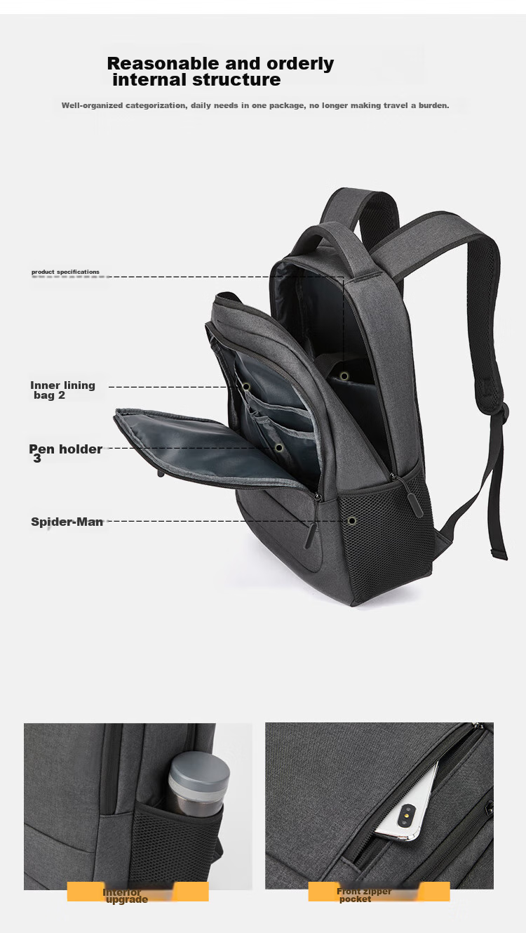 BOSTANTEN Men's Backpack, High School And College Student Bookbag, Trendy Backpack, Large Capacity Laptop Bag for Men And Wome 9