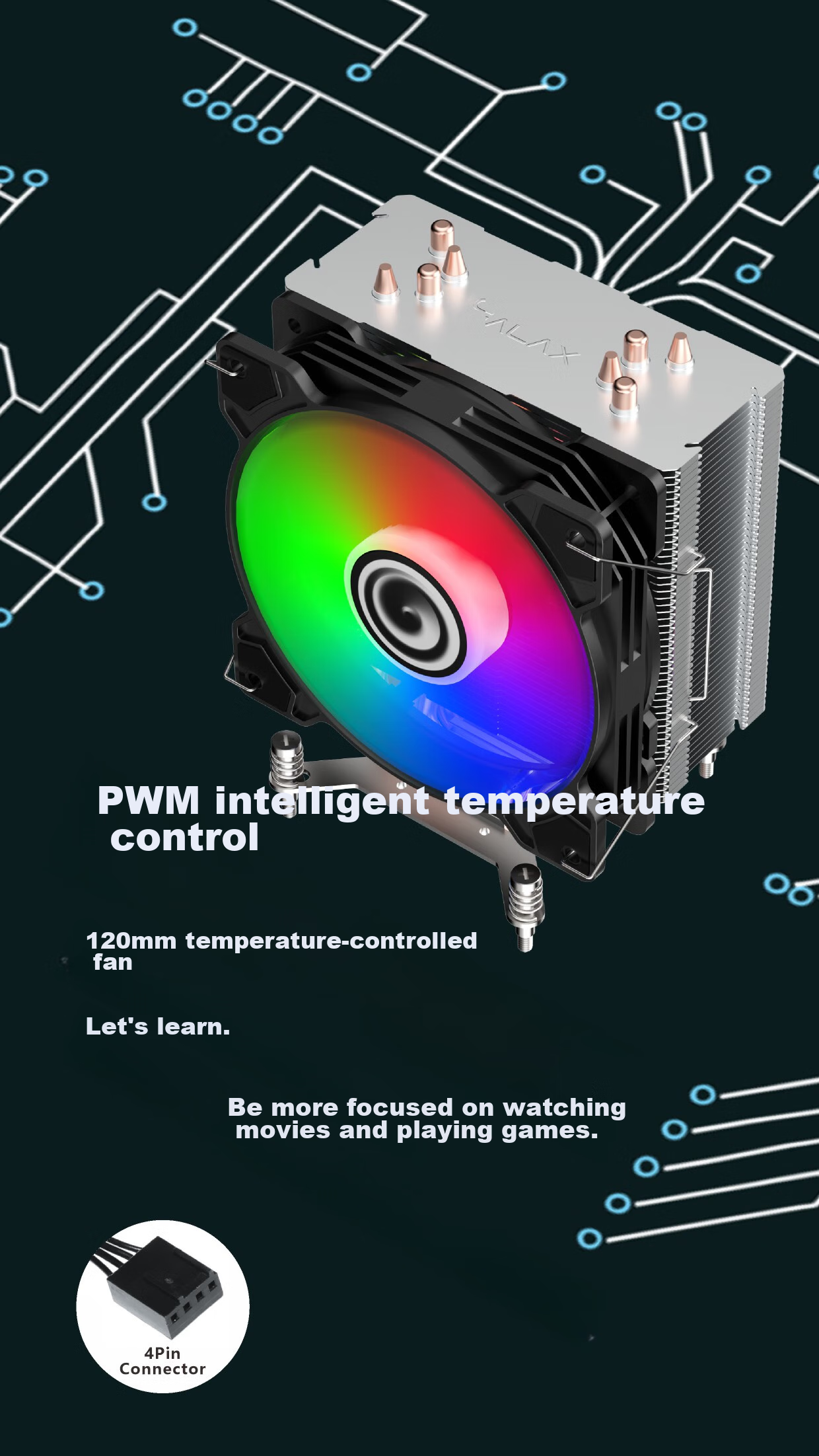 Yingchi Fengrui V6DL Digital Display CPU Air Cooler (Anti-Gravity 6 Heat Pipes / Compatible with 1700/AM5/ARGB Sync / PWM Temperature Control / Multi-Platform / with Thermal Paste) 3