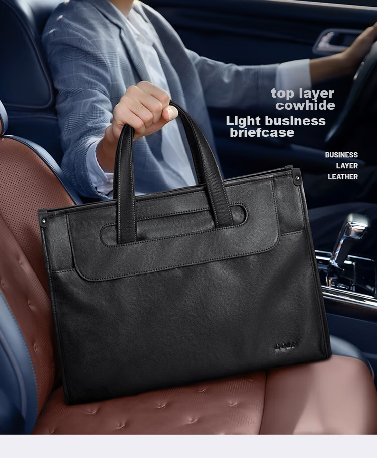 GOLF Business Briefcase, Men's Top-Grain Leather Handbag, 15-Inch Laptop Bag, Briefcase, Gift for Boyfriend Or Father 1