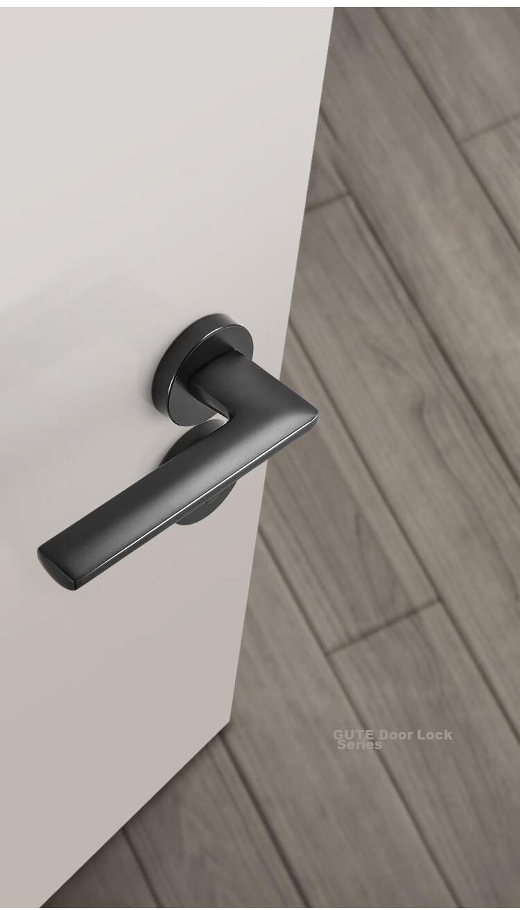 GUTE Door Lock, Interior Home Use, Bedroom Door Handle, Quiet Noise Reduction, Separate Lock, Matte Black 8