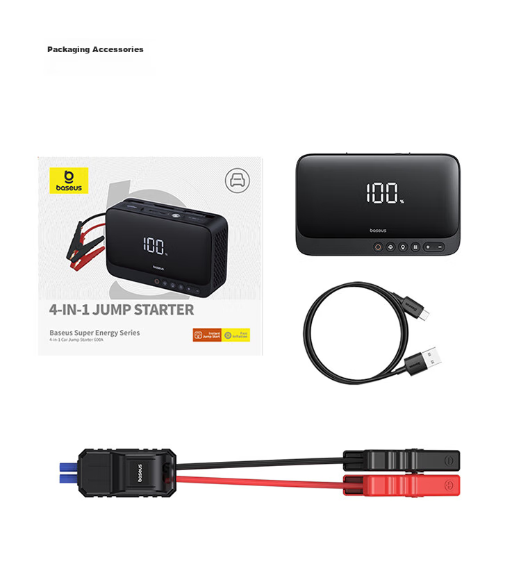 Baseus [National 3C Certified], Car Emergency Jump Starter Air Pump All-In Device, Portable Power Bank for Outdoor Use 21