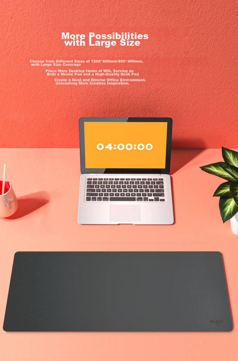 Aigo M5 Black Mouse Pad Large Size PU Leather Desk Mat Non-Slip Velvet Base for Computer Office Desktop Pad (900*400mm) 4