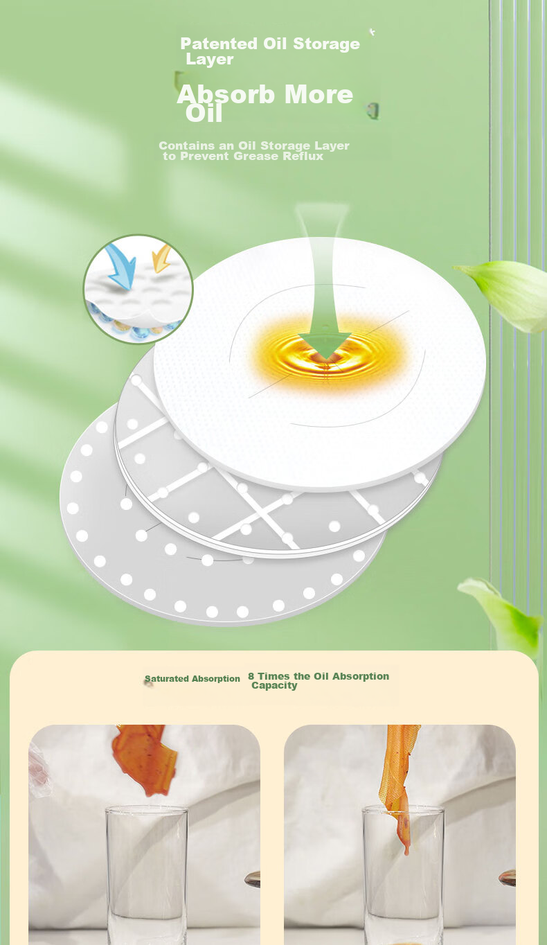 MIAOJIE Disposable Soup Strainer Paper, 50 Sheets, Food Kitchen Oil Filter Paper, Oil Absorbing Paper 4