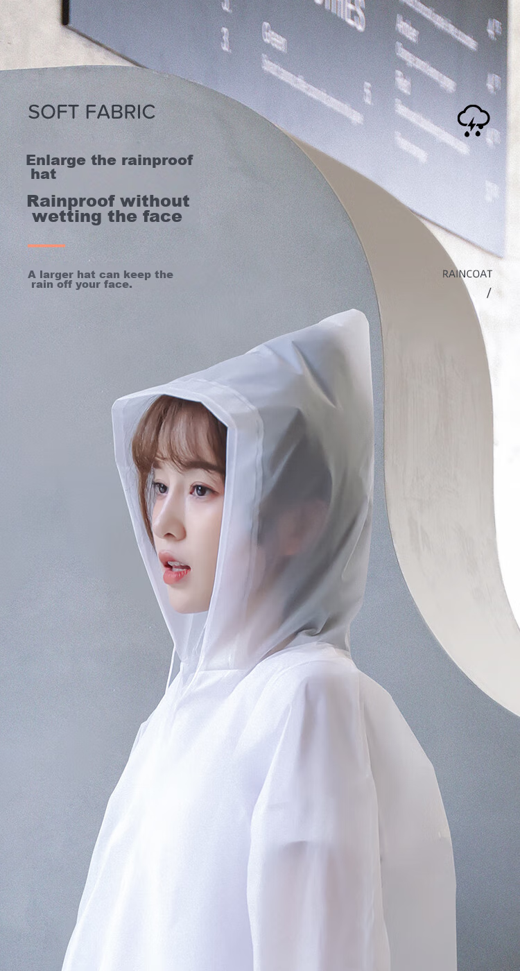 BIAZE Disposable Raincoat for Adults, Semi-Transparent Rain Pants, Long Style with Hood, Thickened Portable Rain Poncho Set, White 8