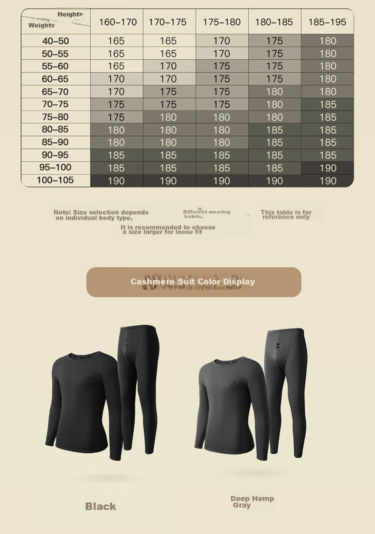 Hengyuanxiang [Cashmere] Thermal Underwear for Men, Fleece-Lined Thickened Mid-High Collar Autumn Top And Pants Set, Men's Winter Cold-Resistant Outfit 18